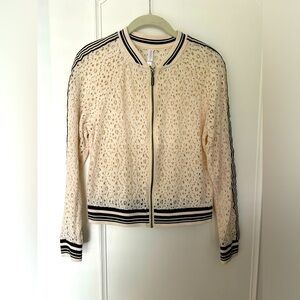Lace zip up bomber jacket